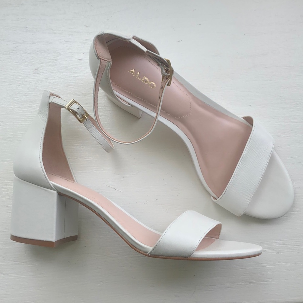 COPY - White Block Heel Aldo Sandals
